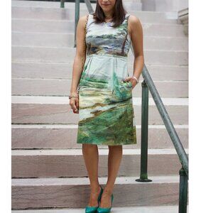 Odille Anthropologie Women's Size 2 Artist Rendering Dress Wedding Guest Preppy